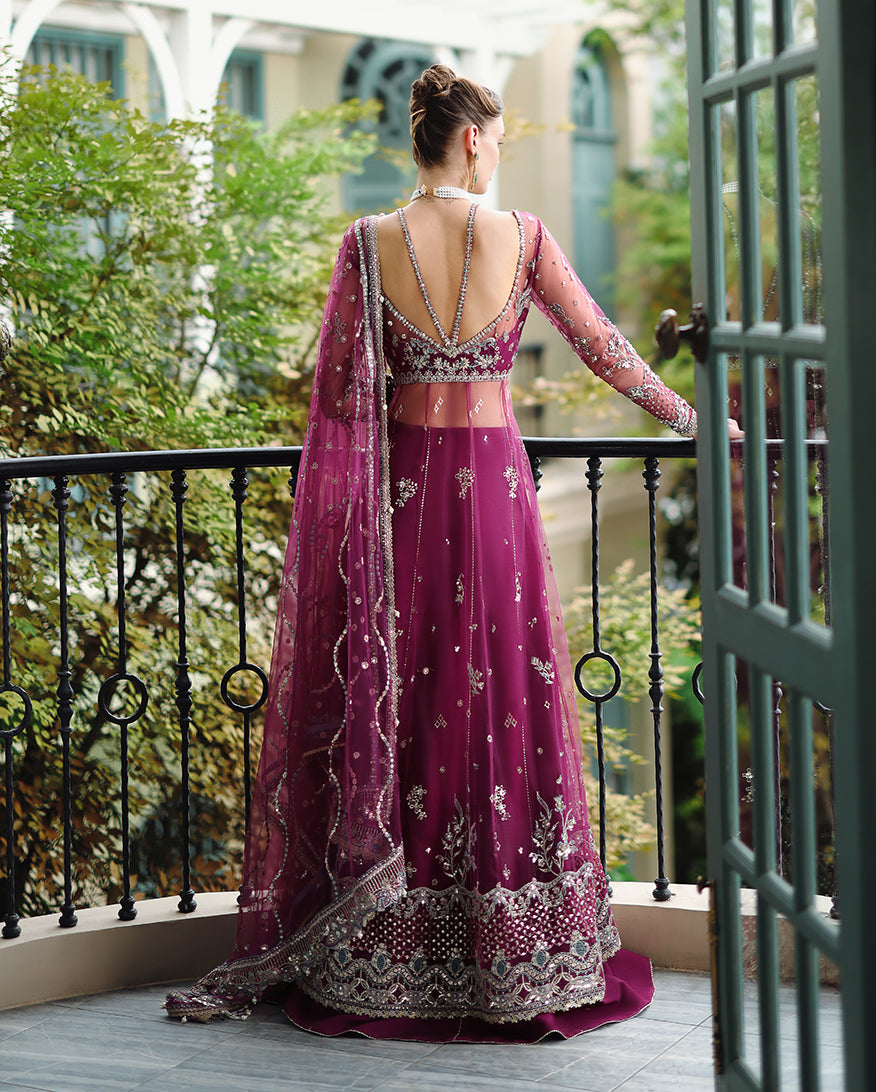 Mushq The Muse Embroidered Net Unstitched 3Pc Suit - Nicole