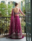 Mushq The Muse Embroidered Net Unstitched 3Pc Suit - Nicole