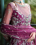 Mushq The Muse Embroidered Net Unstitched 3Pc Suit - Nicole