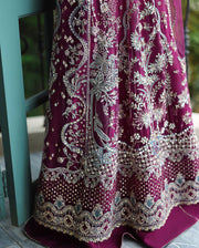Mushq The Muse Embroidered Net Unstitched 3Pc Suit - Nicole