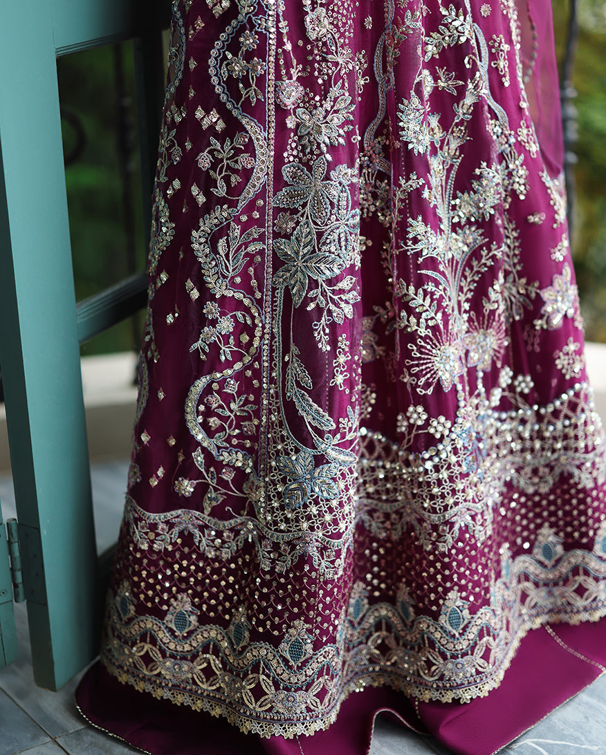 Mushq The Muse Embroidered Net Unstitched 3Pc Suit - Nicole