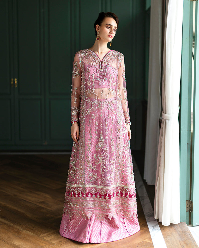 Mushq The Muse Embroidered Net Unstitched 3Pc Suit - Sabine