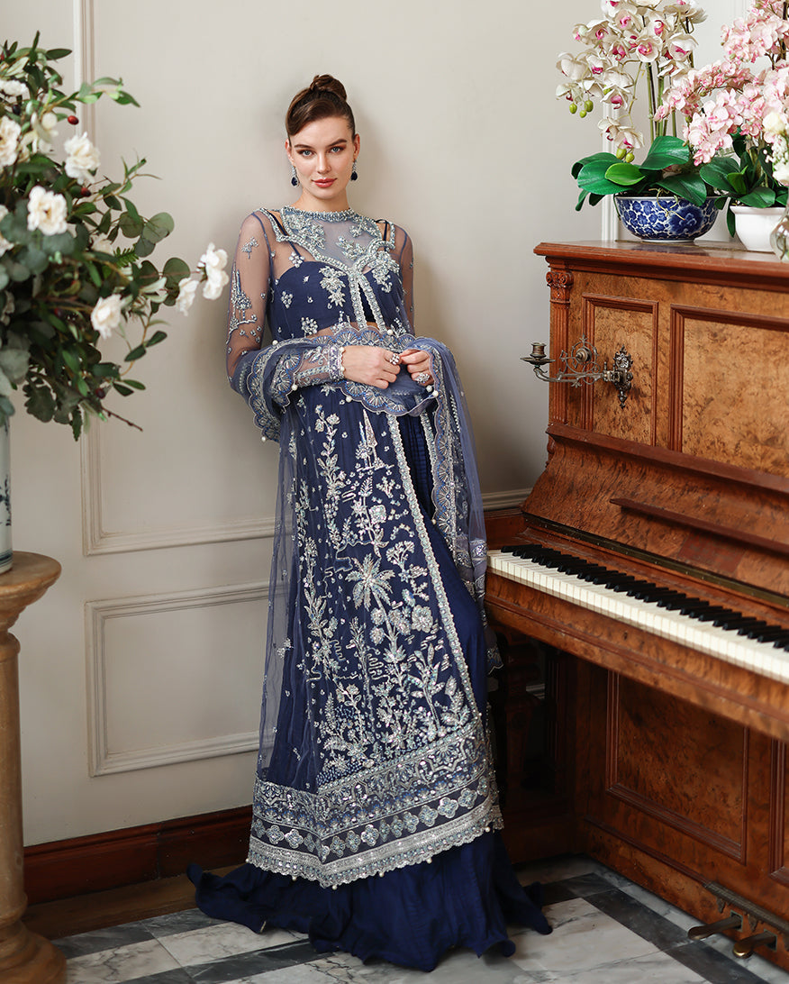 Mushq The Muse Embroidered Organza Unstitched 3Pc Suit - Veronica