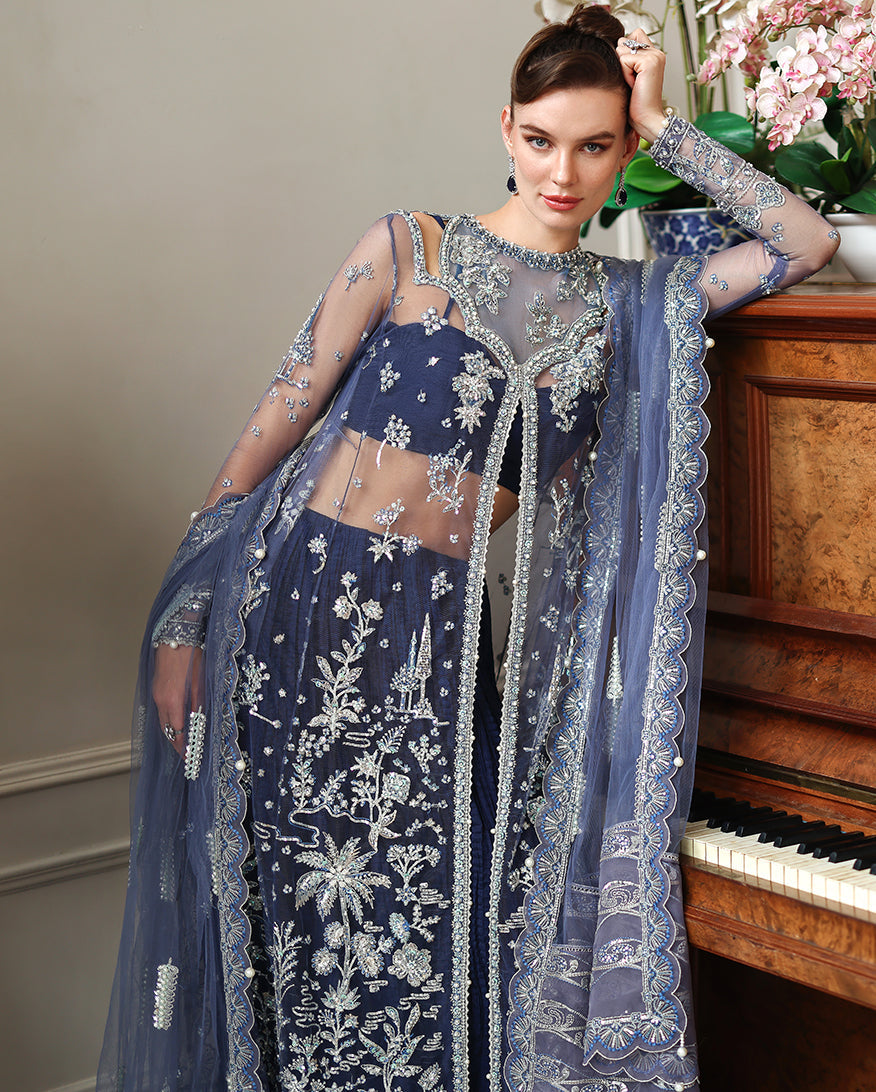 Mushq The Muse Embroidered Organza Unstitched 3Pc Suit - Veronica