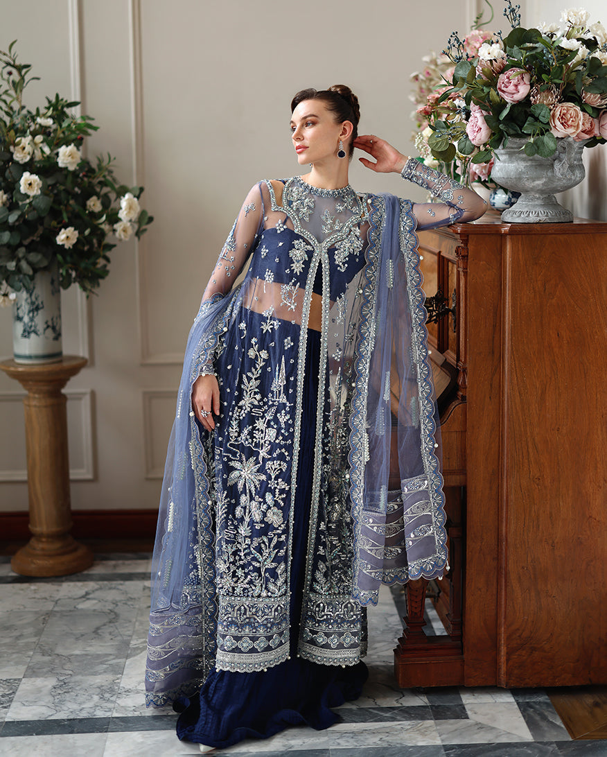 Mushq The Muse Embroidered Organza Unstitched 3Pc Suit - Veronica