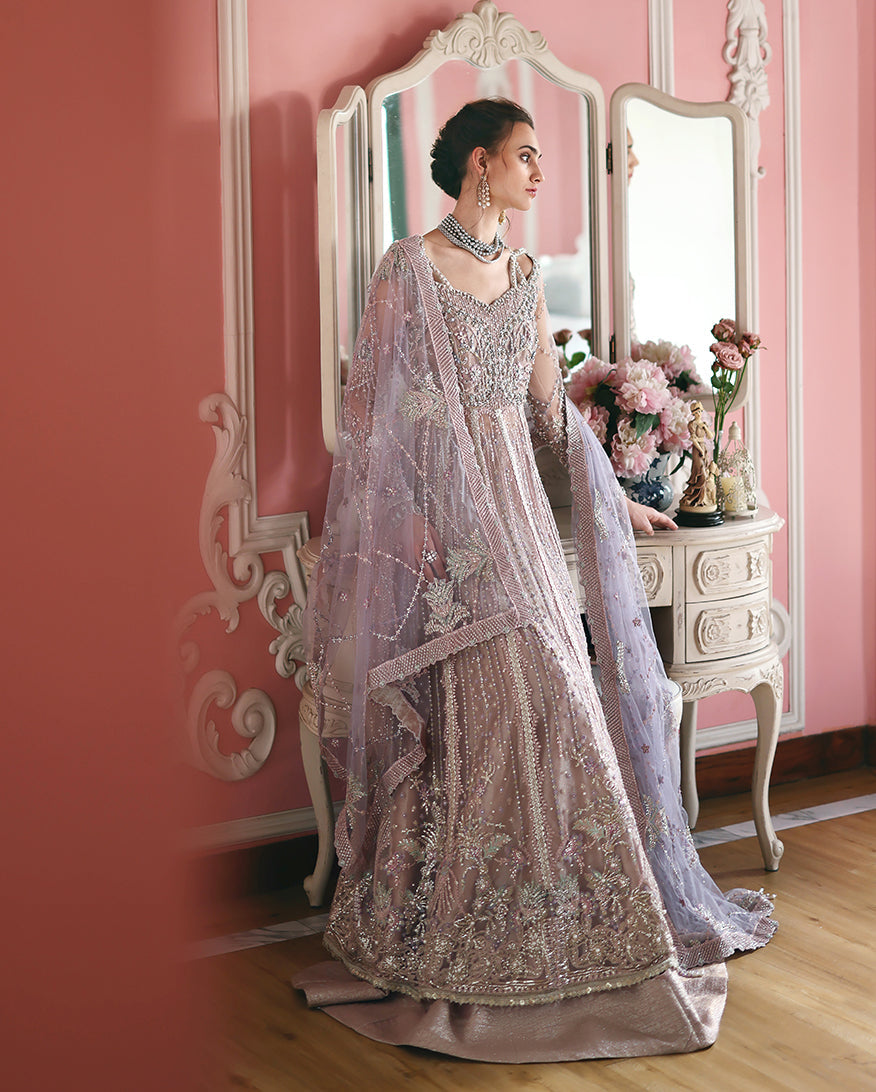 Mushq The Muse Embroidered Net Unstitched 3Pc Suit - Dianna