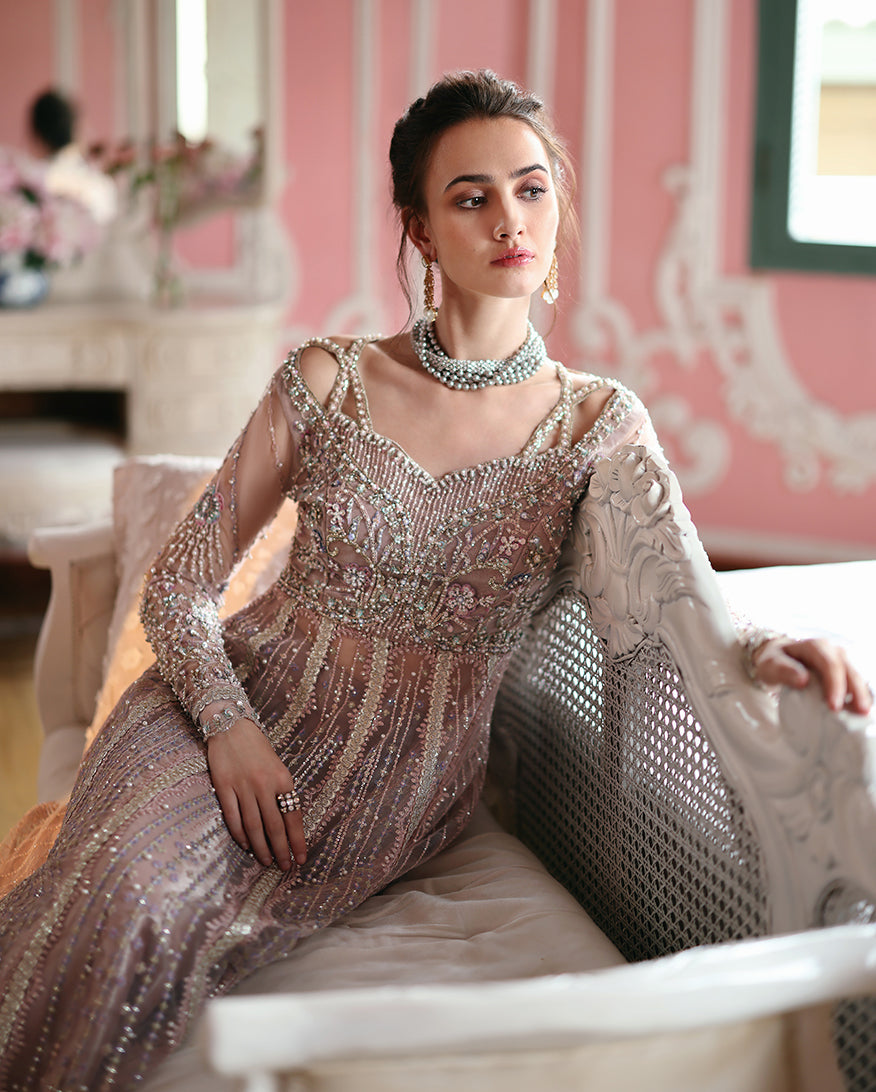 Mushq The Muse Embroidered Net Unstitched 3Pc Suit - Dianna