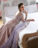 Mushq The Muse Embroidered Net Unstitched 3Pc Suit - Dianna