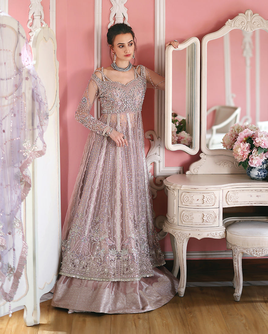 Mushq The Muse Embroidered Net Unstitched 3Pc Suit - Dianna