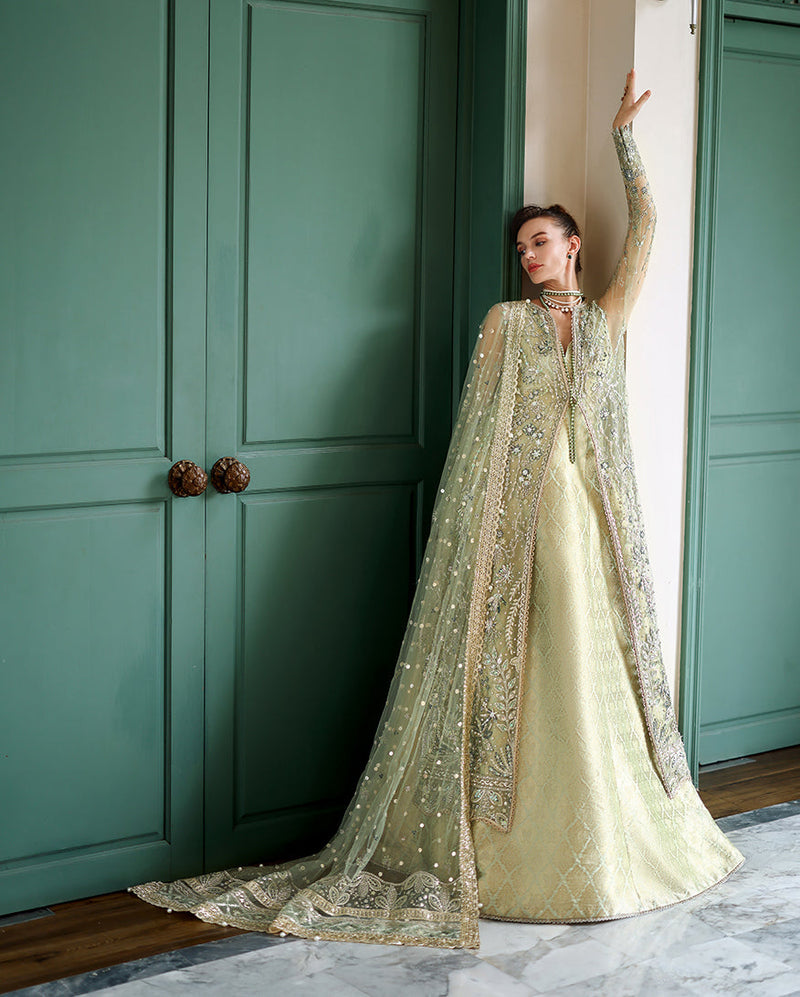 Mushq The Muse Embroidered Net Unstitched 3Pc Suit - Lenora