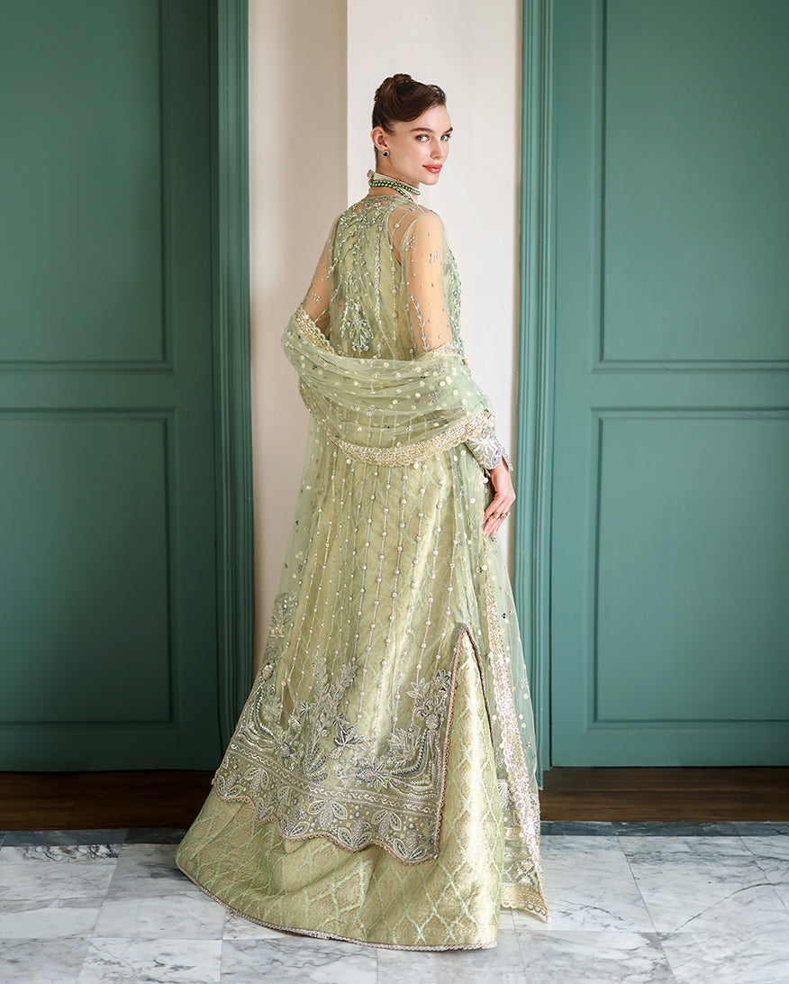 Mushq The Muse Embroidered Net Unstitched 3Pc Suit - Lenora