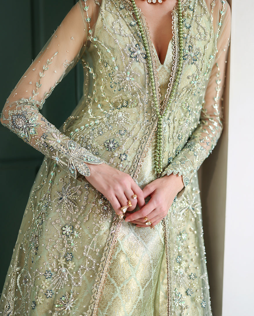 Mushq The Muse Embroidered Net Unstitched 3Pc Suit - Lenora