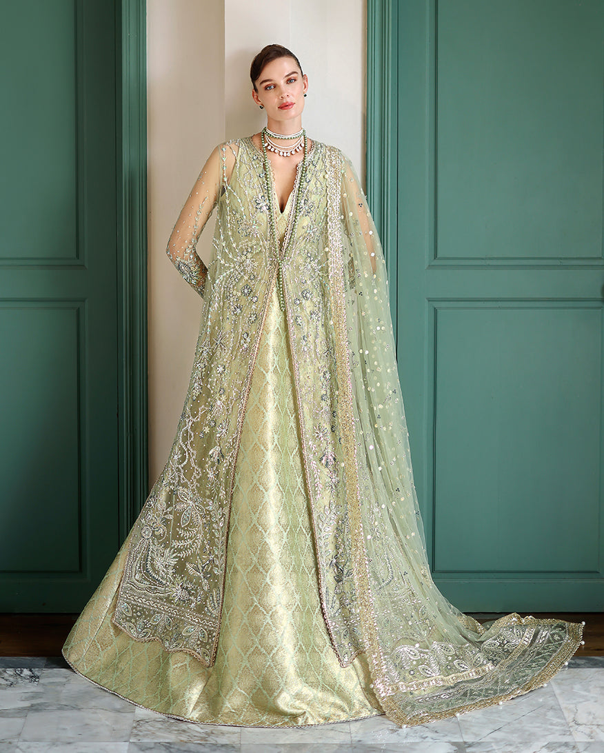 Mushq The Muse Embroidered Net Unstitched 3Pc Suit - Lenora