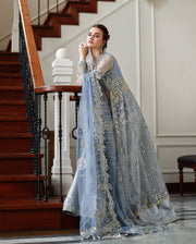 Mushq The Muse Embroidered Net Unstitched 3Pc Suit - Anastassia