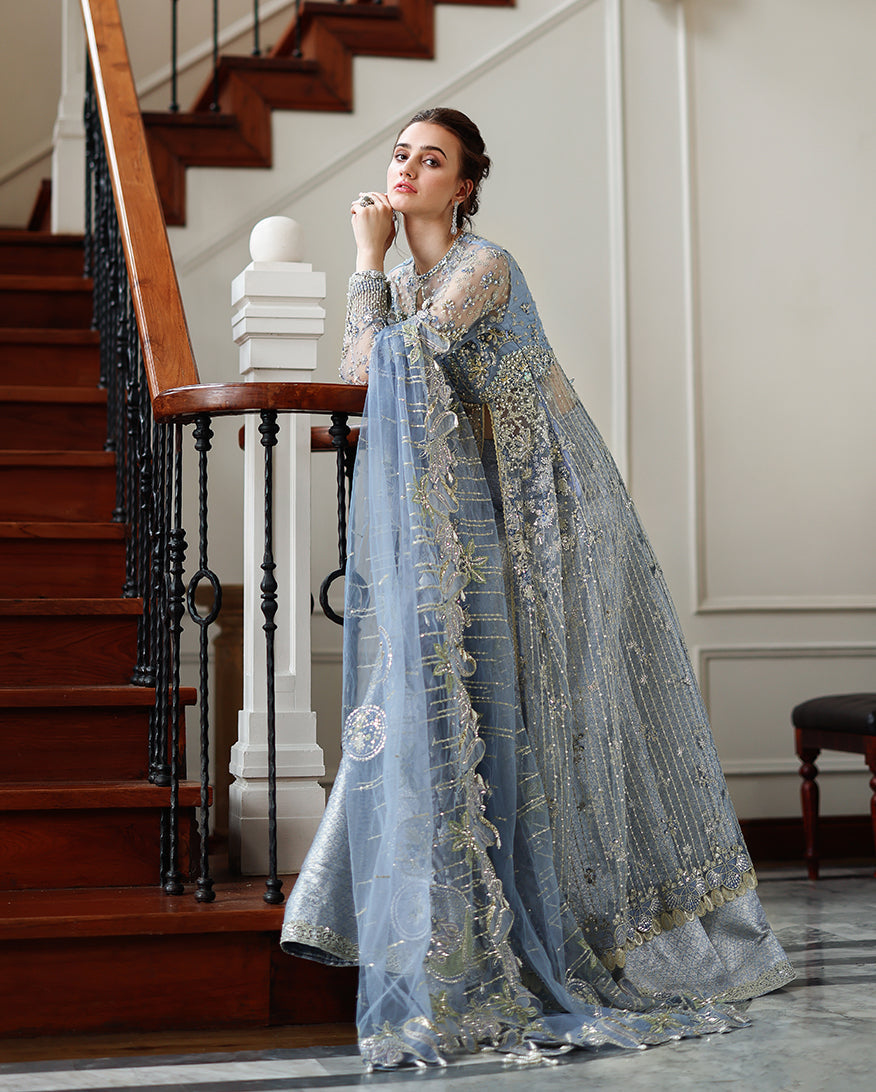 Mushq The Muse Embroidered Net Unstitched 3Pc Suit - Anastassia