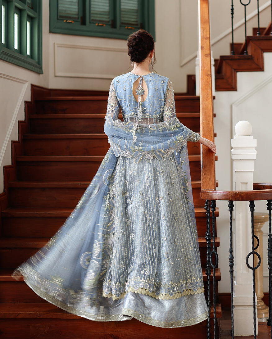 Mushq The Muse Embroidered Net Unstitched 3Pc Suit - Anastassia