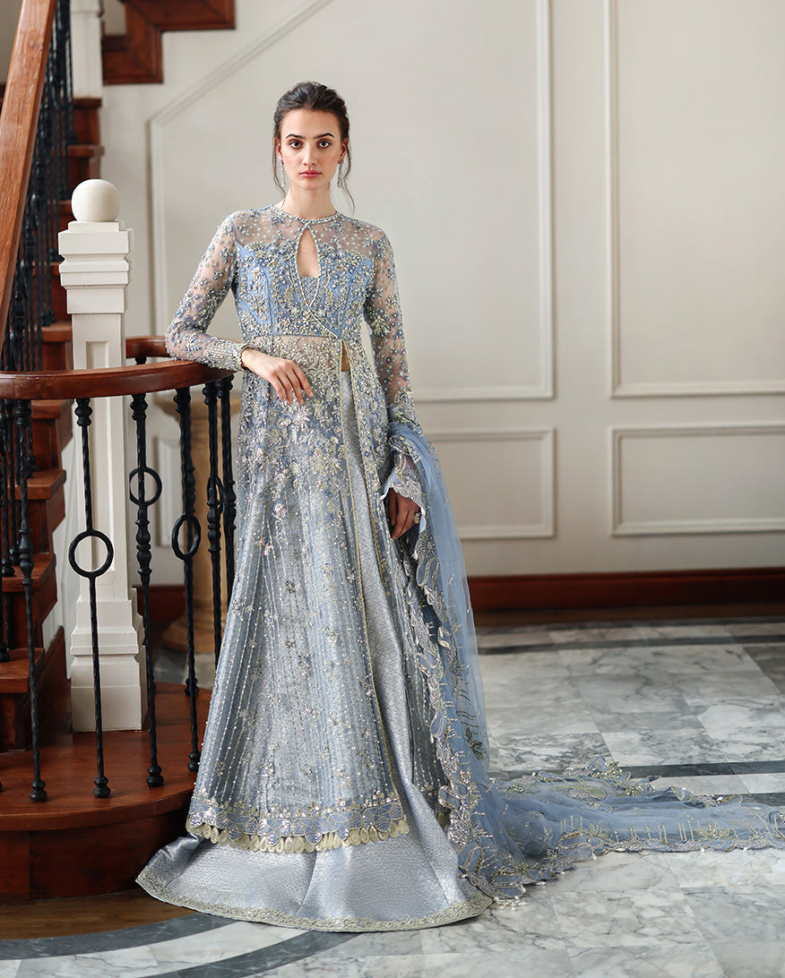 Mushq The Muse Embroidered Net Unstitched 3Pc Suit - Anastassia
