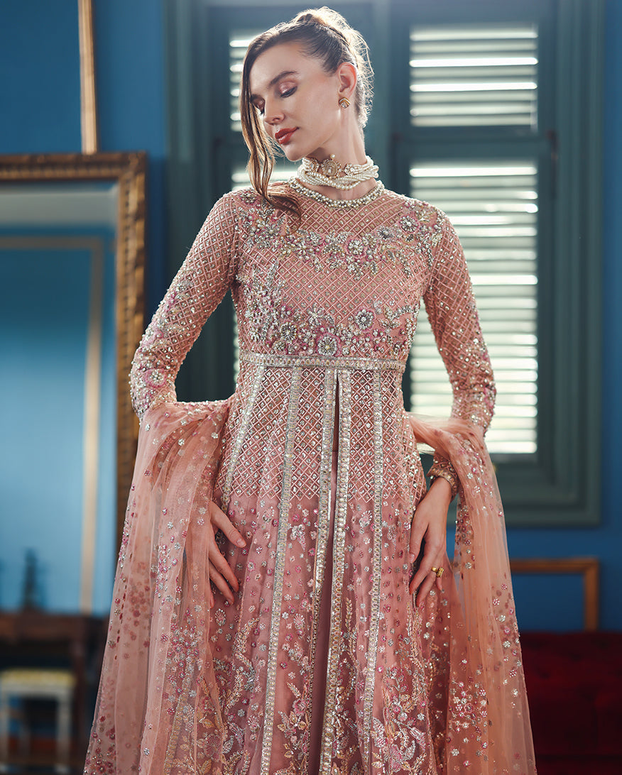 Mushq The Muse Embroidered Net Unstitched 3Pc Suit - Shayna