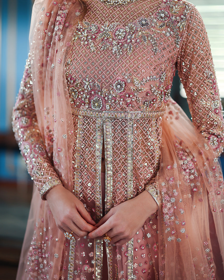 Mushq The Muse Embroidered Net Unstitched 3Pc Suit - Shayna