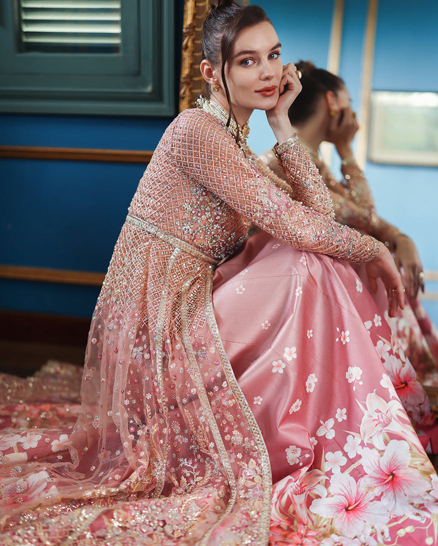 Mushq The Muse Embroidered Net Unstitched 3Pc Suit - Shayna