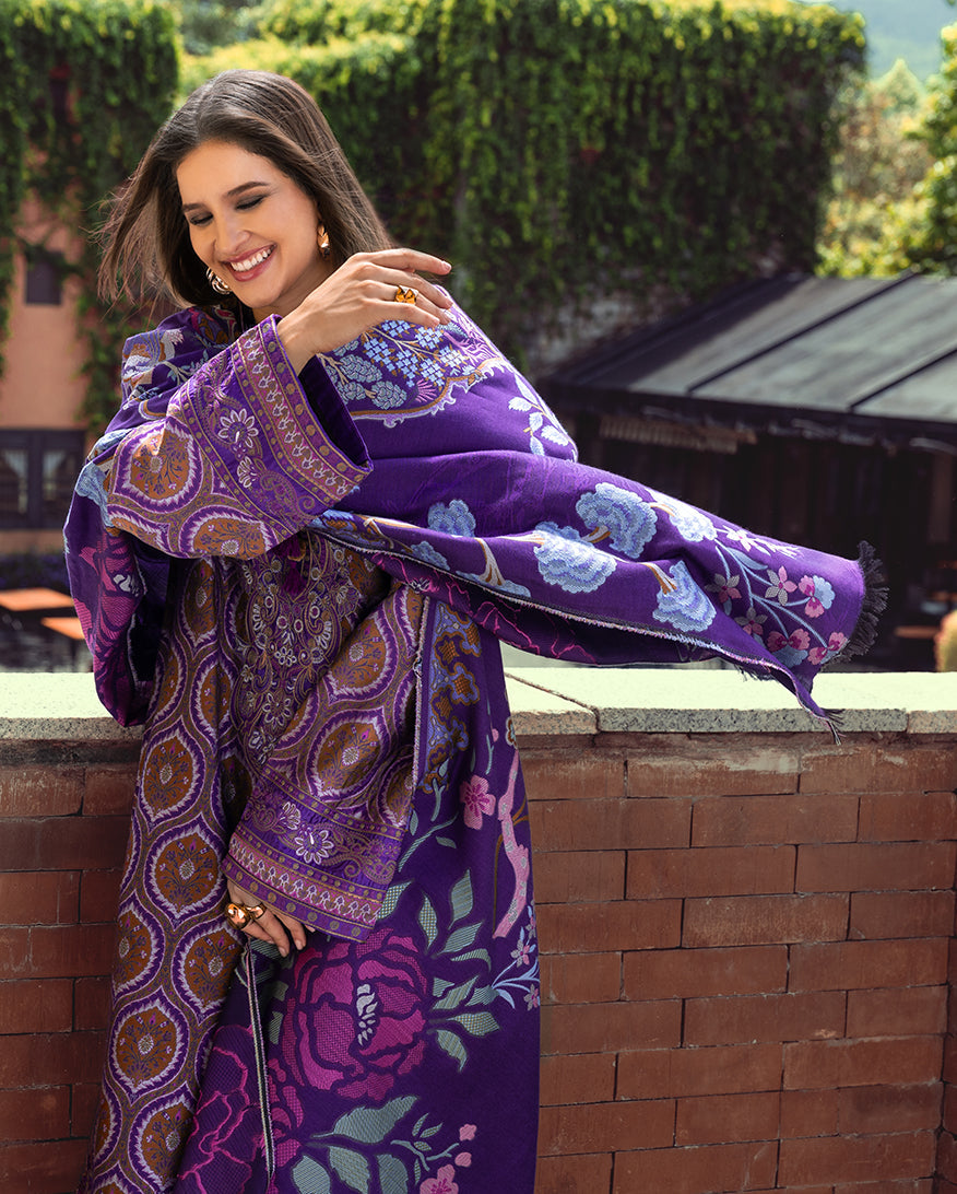 MUSHQ Broadway Embroidered Karandi Unstitched 3Pc Suit - Luce Toscana