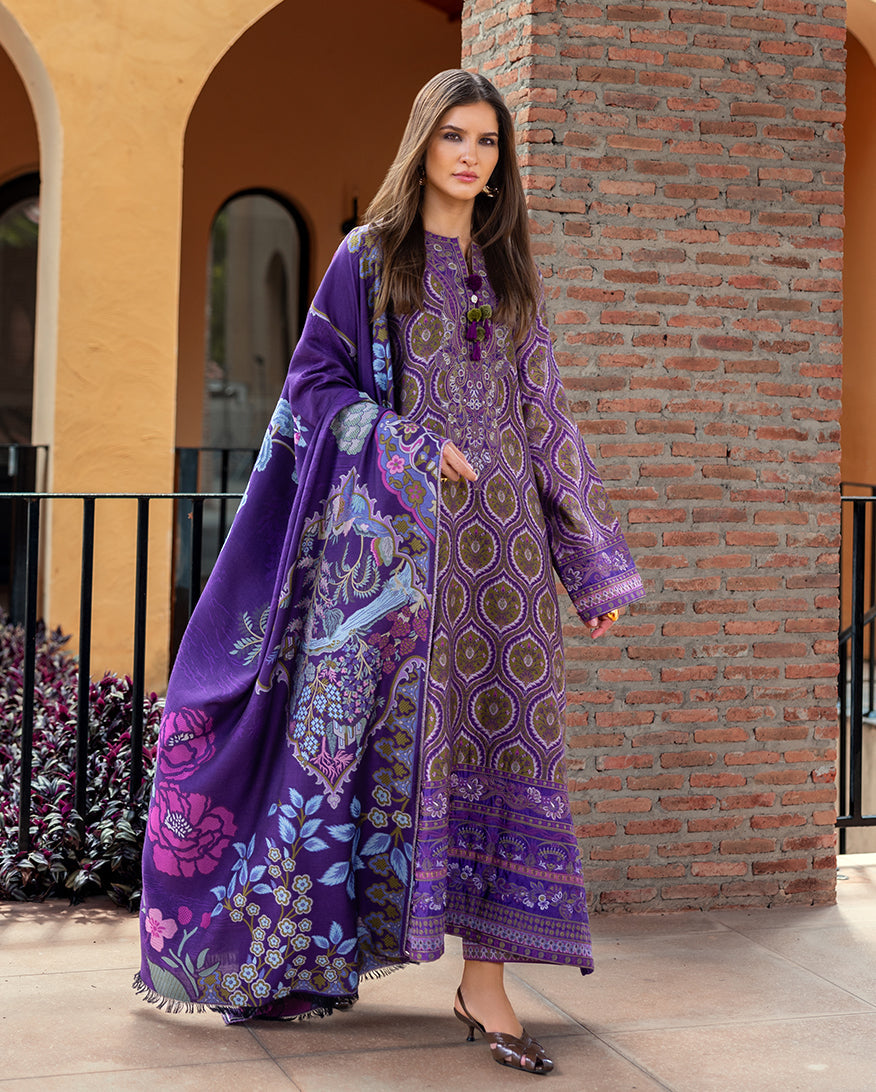 MUSHQ Broadway Embroidered Karandi Unstitched 3Pc Suit - Luce Toscana