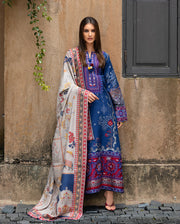 MUSHQ Broadway Embroidered Viscose Unstitched 3Pc Suit - Sunset Promise