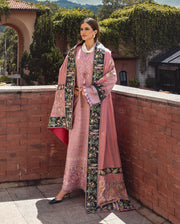 MUSHQ Broadway Embroidered Viscose Unstitched 3Pc Suit - Cortona Bloom