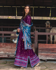 MUSHQ Broadway Embroidered Viscose Unstitched 3Pc Suit - Florence Whisper