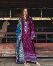 MUSHQ Broadway Embroidered Viscose Unstitched 3Pc Suit - Florence Whisper