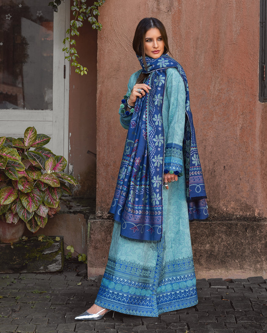 MUSHQ Broadway Embroidered Viscose Unstitched 3Pc Suit - Chianti Glow