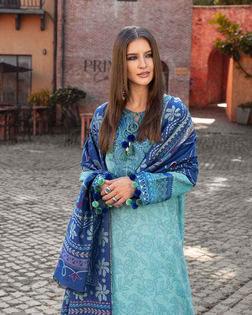 MUSHQ Broadway Embroidered Viscose Unstitched 3Pc Suit - Chianti Glow