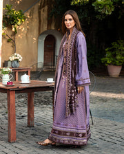 MUSHQ Broadway Embroidered Karandi Unstitched 3Pc Suit - Villa Bramasole