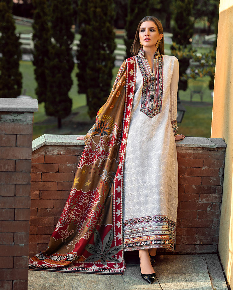 MUSHQ Broadway Embroidered Karandi Unstitched 3Pc Suit - Tuscan Dawn