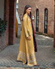 MUSHQ Broadway Embroidered Herringbone Unstitched 3Pc Suit - Sunlit Siena