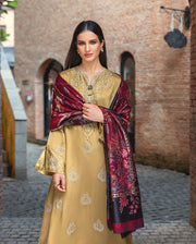 MUSHQ Broadway Embroidered Herringbone Unstitched 3Pc Suit - Sunlit Siena