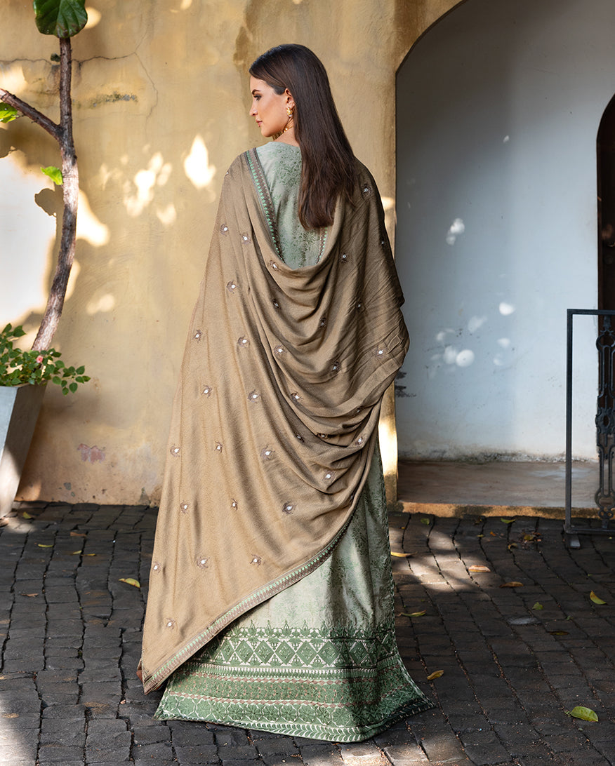 MUSHQ Broadway Embroidered Viscose Unstitched 3Pc Suit - Solare