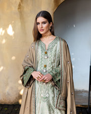 MUSHQ Broadway Embroidered Viscose Unstitched 3Pc Suit - Solare