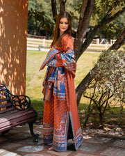 MUSHQ Broadway Embroidered Cottel Unstitched 3Pc Suit - Whispers of Change