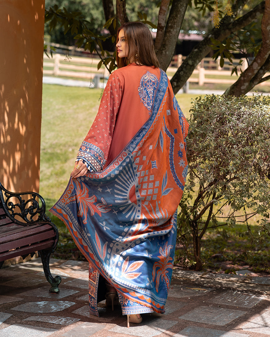 MUSHQ Broadway Embroidered Cottel Unstitched 3Pc Suit - Whispers of Change