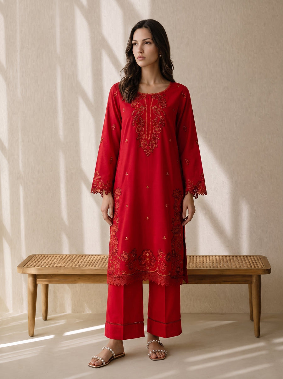Viana by Sanam Saeed Embroidered Karandi Unstitched 3Pc Suit - MUSE
