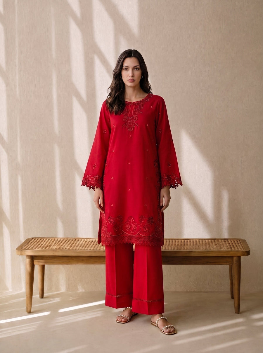 Viana by Sanam Saeed Embroidered Karandi Unstitched 3Pc Suit - MUSE