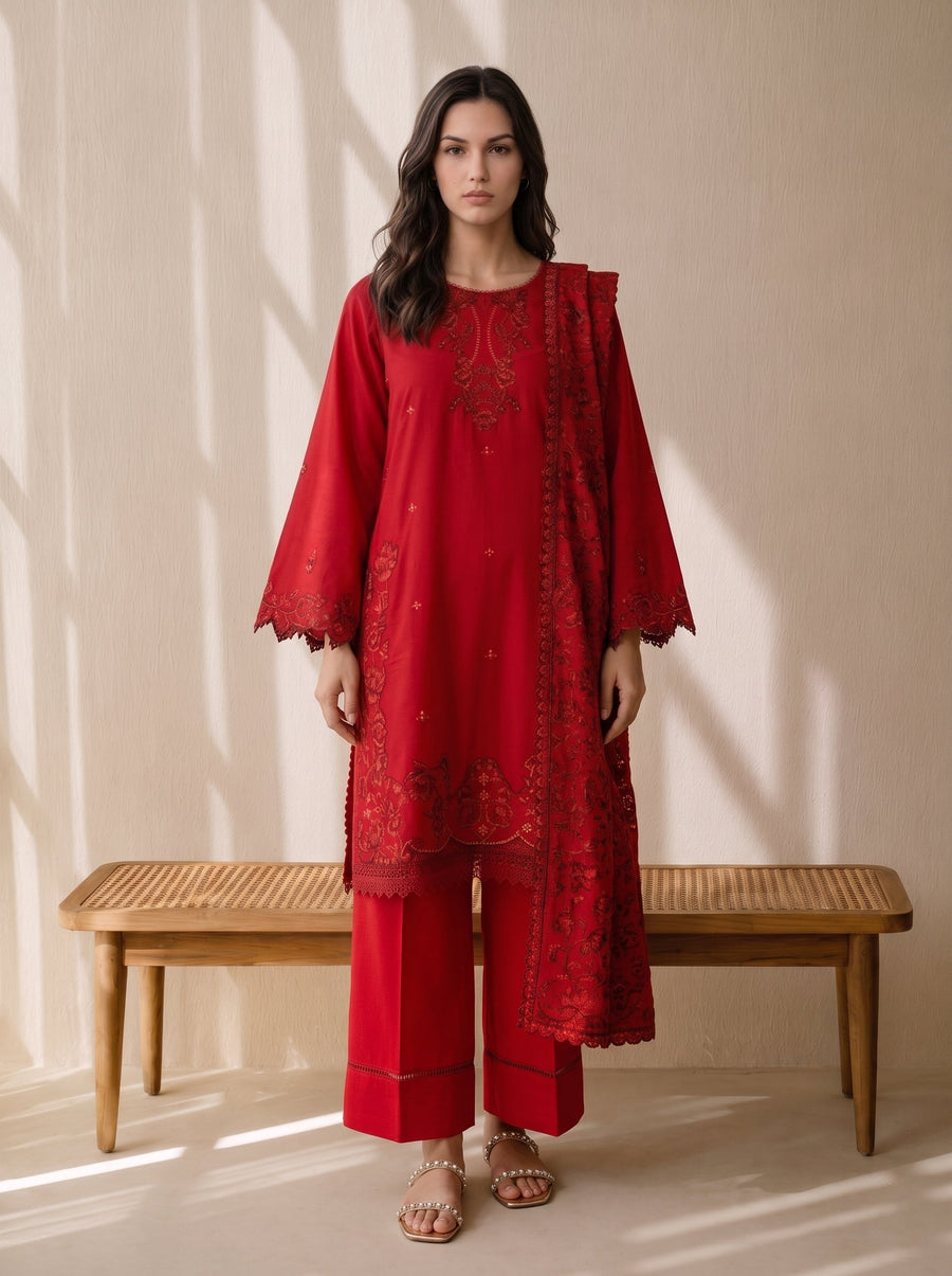 Viana by Sanam Saeed Embroidered Karandi Unstitched 3Pc Suit - MUSE