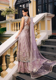 Mushq Stardust Embroidered Net Unstitched 3Pc Suit MN23-06 Selenic