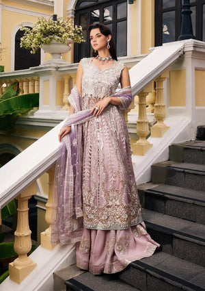 Mushq Stardust Embroidered Net Unstitched 3Pc Suit MN23-06 Selenic