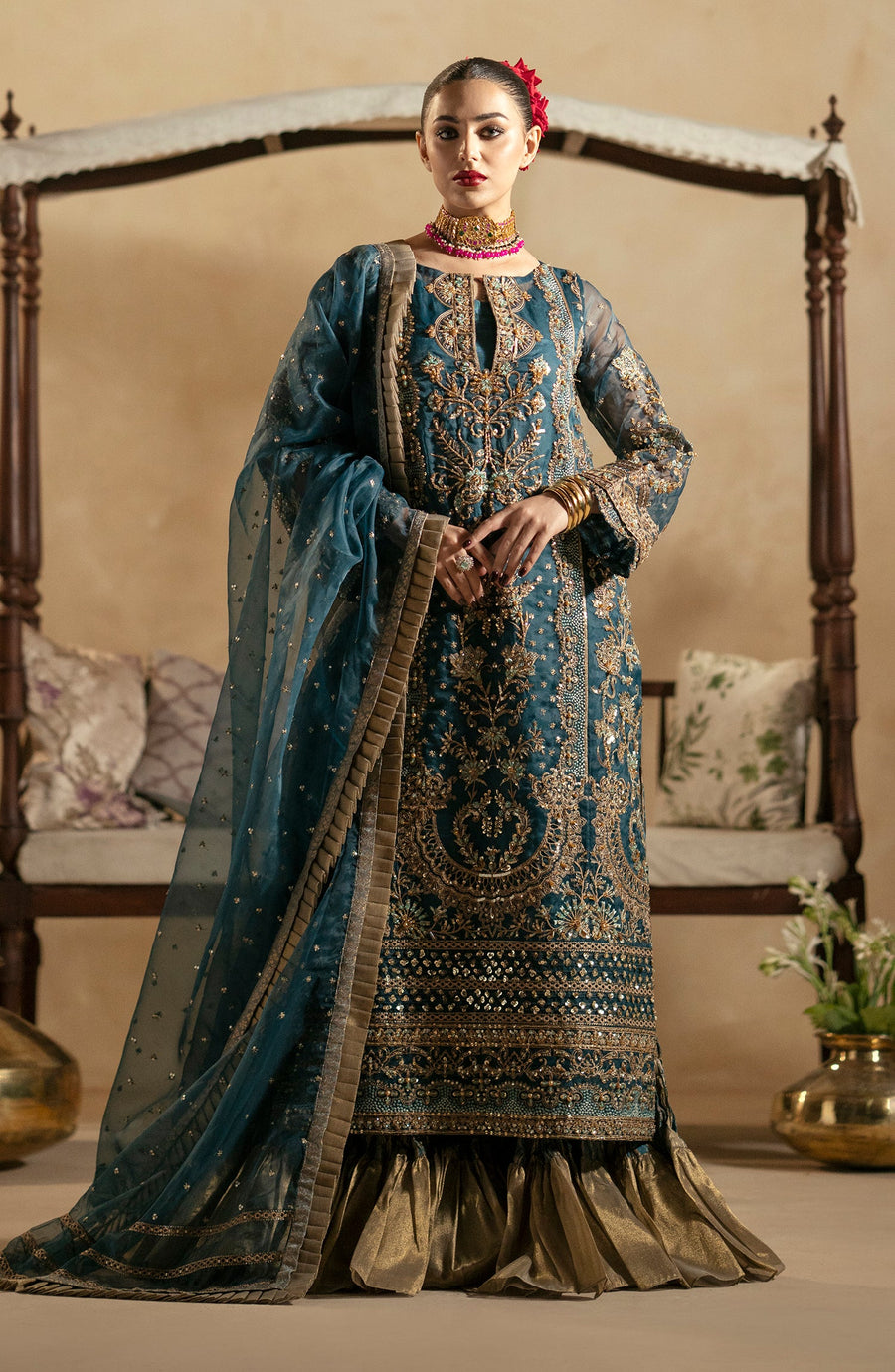 Maryum N Maria Zamani Begum Embroidered Organza Unstitched 3Pc Suit MW23-514