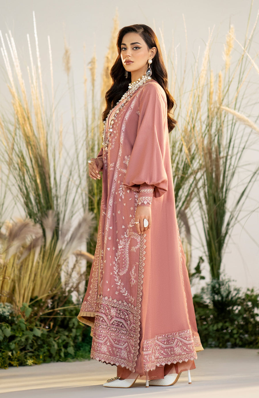 Maryum N Maria Sheharbano Unstitched Peach Leather 3Pc Suit - MW23552