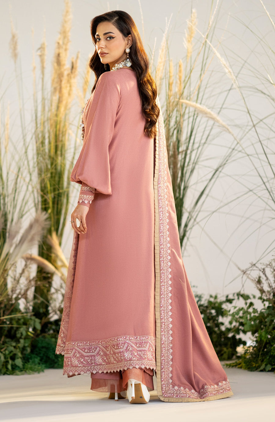 Maryum N Maria Sheharbano Unstitched Peach Leather 3Pc Suit - MW23552