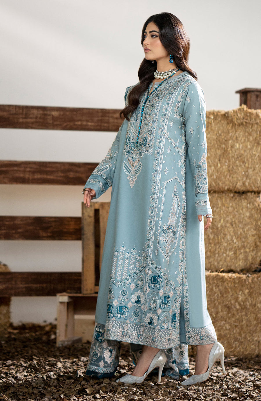 Maryum N Maria Sheharbano Unstitched Peach Leather 3Pc Suit - MW23557