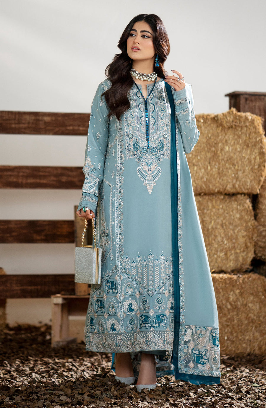 Maryum N Maria Sheharbano Unstitched Peach Leather 3Pc Suit - MW23557